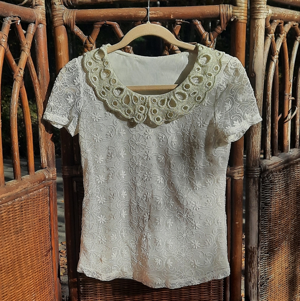 🍀3/15 Happy Lace Vintage 80s Blouse